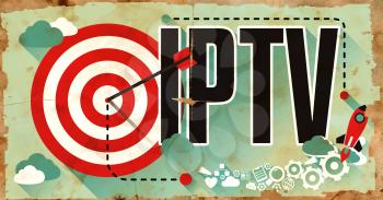 IPTV - Internet Protocol Television - Concept. Poster in Flat Design. Business Concept.