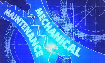 Mechanical Maintenance Concept. Blueprint Background with Gears. Industrial Design. 3d illustration, Lens Flare.