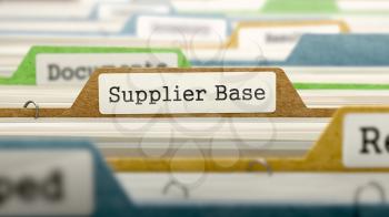 Supplier Base Concept on File Label in Multicolor Card Index. Closeup View. Selective Focus. 