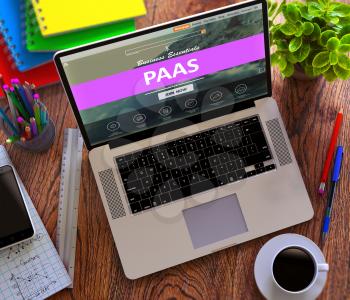 PaaS - Platform as a Service - on Laptop Screen. Cloud Technology Concept.