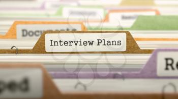 Interview Plans - Folder Register Name in Directory. Colored, Blurred Image. Closeup View.