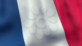 A 3D rendered still of a French flag, waving and rippling in the wind. Also available as loopable animated version in my portfolio.