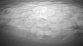 Silver gray abstract polygonal background with wireframe lines. Computer generated 3d still.