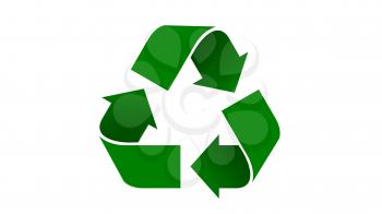Universal recycle icon. Green color with shadows.
