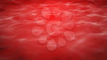 Red water background with calm waves. Computer generated 3d illustration.