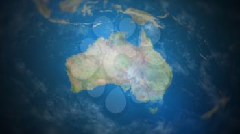 Australia on a world map with vignette and radial blur effect. Elements of this image are furnished by NASA.