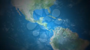 Central America on a world map with vignette and radial blur effect. Elements of this image are furnished by NASA.