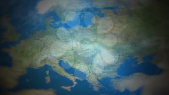 Eastern Europe on a world map with vignette and radial blur effect. Elements of this image are furnished by NASA.