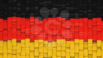 German flag made of cubes in a random pattern. 3D computer generated image.