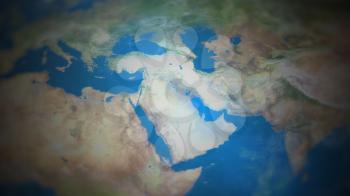 West Asia on a world map with vignette and radial blur effect. Elements of this image are furnished by NASA.
