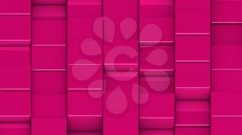 Grid of pink cubes in a randomized pattern. Medium shot. 3D computer generated background image.