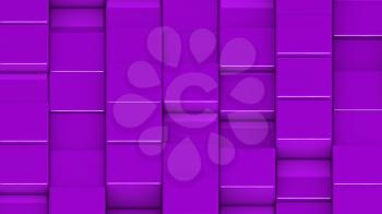Grid of purple cubes in a randomized pattern. Medium shot. 3D computer generated background image.