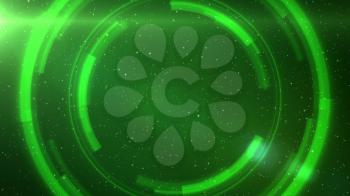 Green HUD circles with stars in the background. Futuristic technology concept.