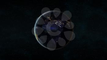 Planet Earth at night (also known as Black Marble) centered on the African and European continents. 3D computer generated image. Elements of this image are furnished by NASA.