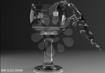 wine glass grande 3D illustration on dark background