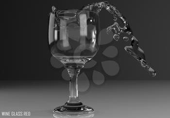 wine glass red 3D illustration on dark background