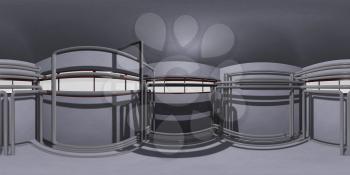room with pipes, HDRI enviroment map. 3d illustration