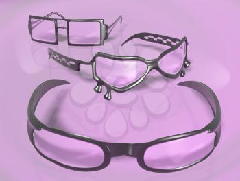 3d illustration of pink glasses