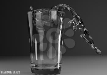 beverage glass tumbler 3D illustration on dark background