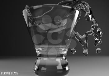 coctail glass cosmopolitan 3D illustration on dark background