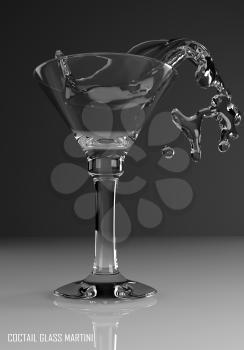 coctail glass martini 3D illustration on dark background