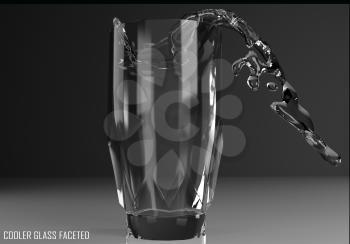 cooler glass faceted 3D illustration on dark background