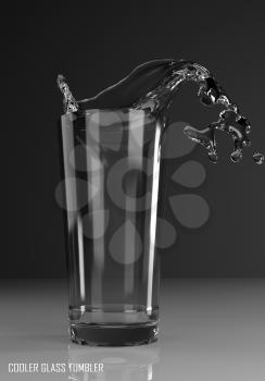 cooler glass tumbler 3D illustration on dark background