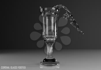 cordial glass footed 3D illustration on dark background