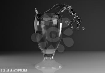 goblet glass banquet 3D illustration on dark background