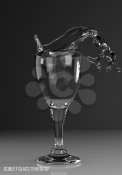 goblet glass teardrop 3D illustration on dark background