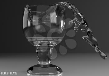 gorbet glass, schooner, chalice 3D illustration on dark background