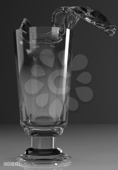 highball glass footed 3D illustration on dark background