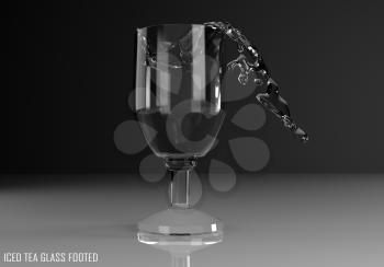 iced tea glass footed 3D illustration on dark background