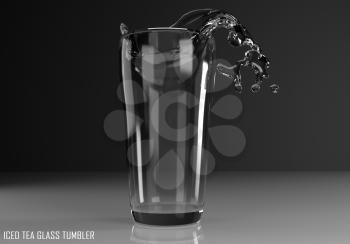 iced tea glass tumbler 3D illustration on dark background