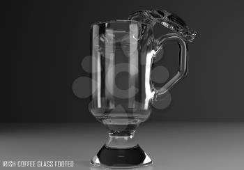 irish coffee glass footed 3D illustration on dark background