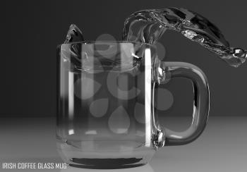 irish coffee glass mug 3D illustration on dark background