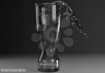 pilsner glass weizen 3D illustration on dark background