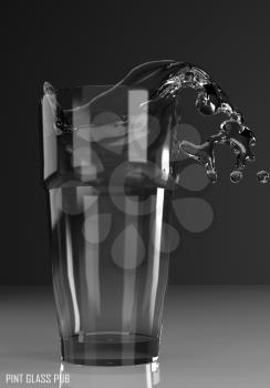 pint glass pub 3D illustration on dark background