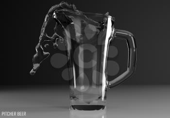 pitcher beer 3D illustration on dark background