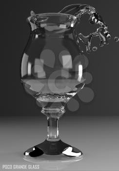poco grande glass 3D illustration on dark background