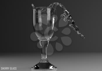sherry glass 3D illustration on dark background