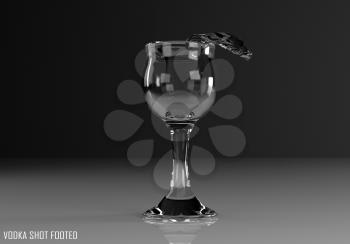 vodka shot footed 3D illustration on dark background