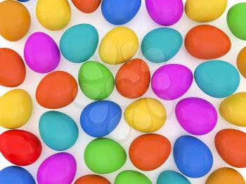 Colorful easter eggs background. 3D rendering.