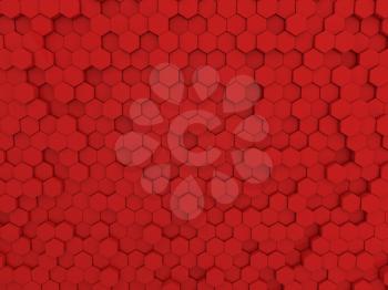 Red hexagons abstract background. 3d rendering.