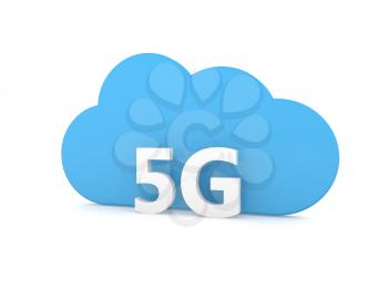 5G cloud symbol of internet connection. 3d render illustration.