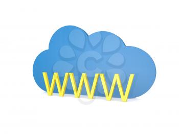 WWW cloud of internet connection symbol. 3d render illustration.