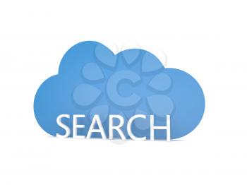 Search the internet and cloud symbol on a white background. 3d render illustration.