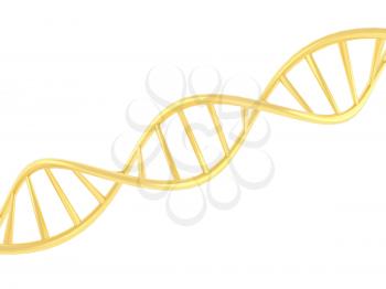 Gold DNA symbol on white background. 3d render illustration.
