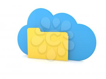 Folder and cloud on a white background. 3d render illustration.