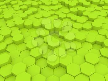 Green abstract background of hexagons. 3d rendering illustration.